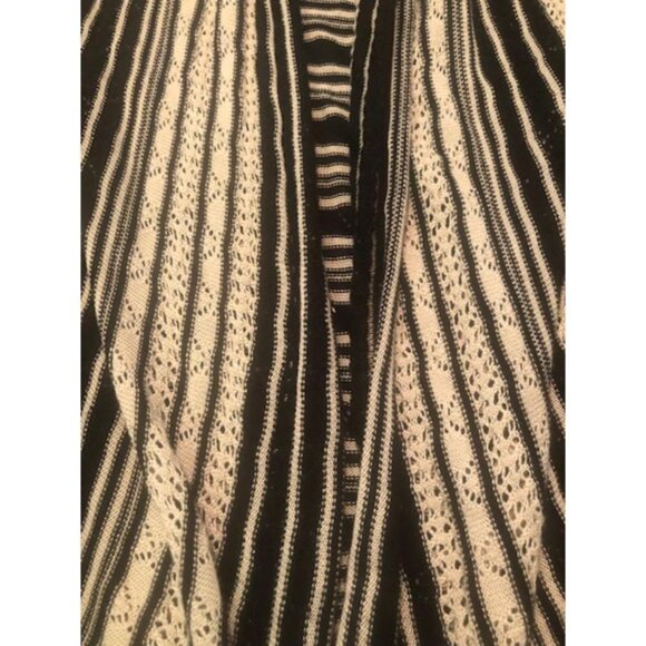 Charming Charlie Striped Long Kimono Boho Hippie Casual SZ L Open Knit Black - Picture 4 of 6